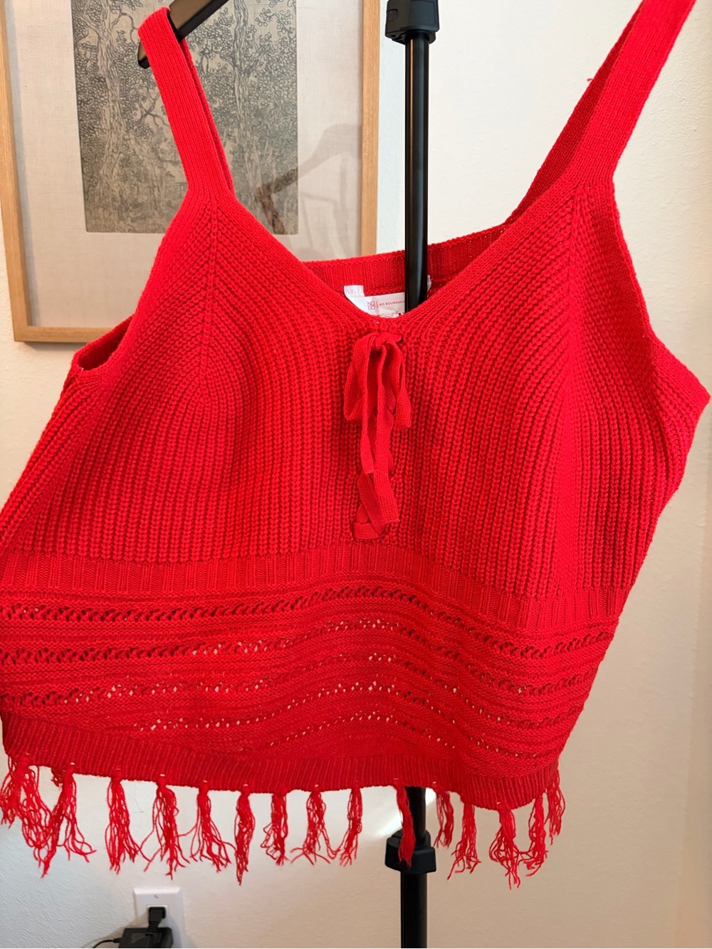 No Boundaries Res Knit Fringe Tank Top